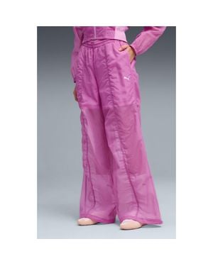 PUMA Dare To Nylon Ripstop Wide Leg Track Pants - Pink