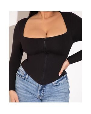 TA3 Mega Sculpting Square Neck Long Sleeve Top - Black