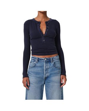 Citizens of Humanity Varra Long Sleeve Henley - Blue