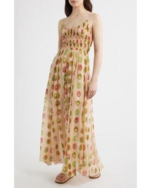Free People Ciella Floral Cotton Maxi Dress - Metallic
