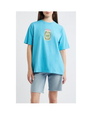 Damson Madder Snack Plate Oversize Organic Cotton Graphic T-Shirt - Blue