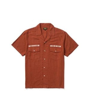 Seager Co. Whippersnapper Embroidered Short Sleeve Linen Blend Snap-Up Shirt