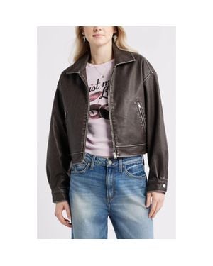 BP. Distressed Faux Leather Jacket - Black