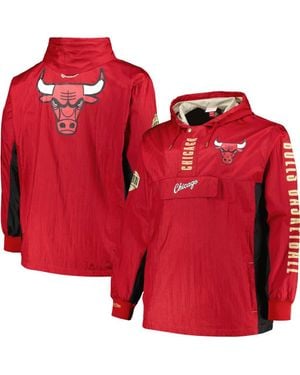 Mitchell & Ness Chicago Bulls Big & Tall Hardwood Classics Team Og 2.0 Anorak Hoodie Quarter-Zip Windbreaker Jacket - Red
