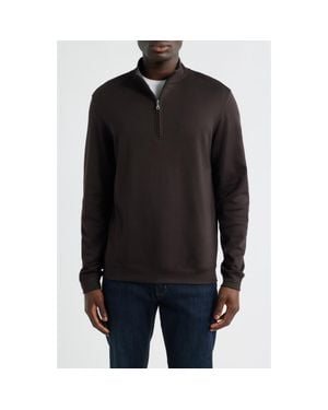 Scott Barber Pima Cotton Interlock Quarter Zip Pullover - Black