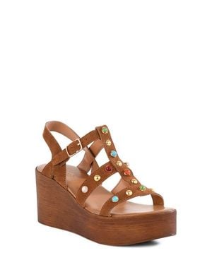 Seychelles Ticket To Ride Slingback Platform Wedge Sandal - Brown