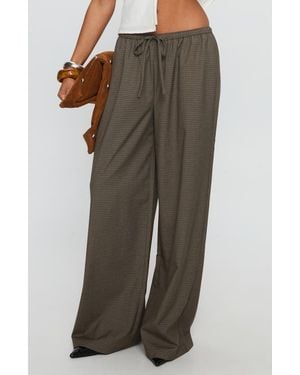 Princess Polly Ketrina Tie Waist Plaid Wide Leg Pants - Brown
