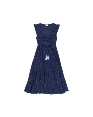 MER ST BARTH Giselle Maxi Dress Swiss Dot - Blue