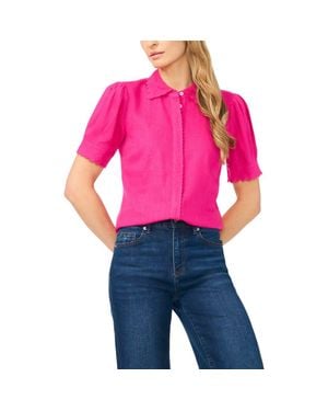 Cece Scallop Detail Button-Up Shirt - Pink