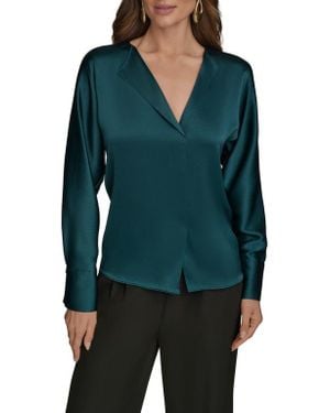 Donna Karan Hammered Satin Top - Green