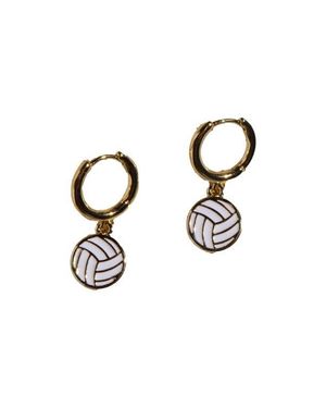 Nickel & Suede Volleyball Huggie Earrings - Blue