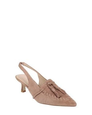 Pelle Moda Kesia Slingback Pointed Toe Kitten Heel Tassel Loafer Pump - Brown