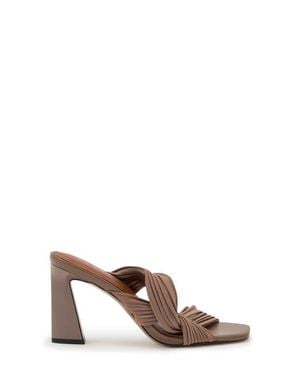 Reiss Taupe Raya Pleated Mule Block-Heel Sandals - Brown