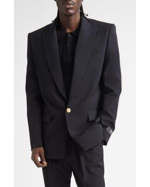 Balmain Pinstripe Wool Tuxedo Jacket - Black