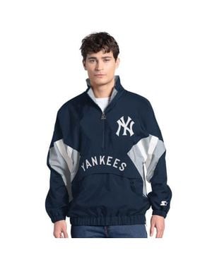 Starter New York Yankees Cooperstown Chief Half-Zip Pullover - Blue