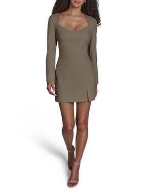 BCBGMAXAZRIA Long Sleeve Belted Crepe Sheath Dress - Natural