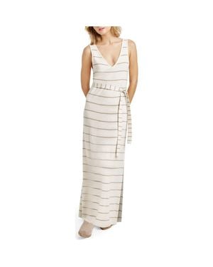 Splendid Michelle Stripe Tie Waist Sleeveless Maxi Dress - Natural