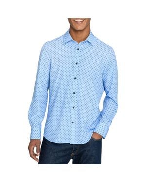 Con.struct Slim Fit Diamond Dot Performance Long Sleeve Shirt - Blue