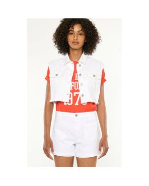 Kancan Shay Cropped 90S Denim Vest - White