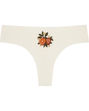 Uwila Warrior Soft Seamless Thong With Embroidery - White