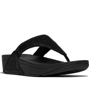 Fitflop Lulu Crinkled-Shimmer Toe-Post Sandals - Black