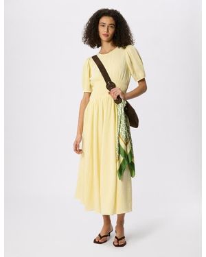 Whistles Gathered Textured Midi Dress - Yellow