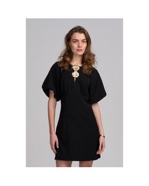 Elle Collection Balloon Sleeve Dress - Black