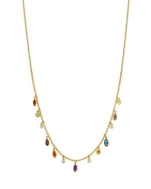 Effy 14K Diamond,Amethyst,London Topaz,Citrine,Madera Citrine,Rhodolite,Peridot Necklace - Multicolor