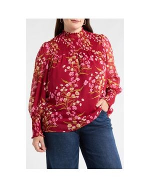 Sugarlips Ginnie Floral Balloon Sleeve Top - Red