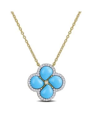Julianna B Lab-Created Gemstone & Diamond Clover Flower Necklace - Blue