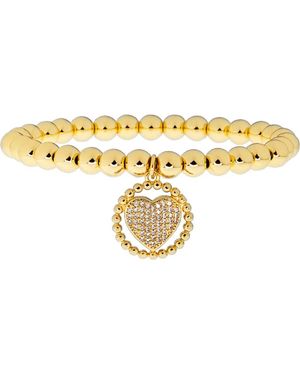 Marlyn Schiff Leah Beaded Heart Charm Bracelet - Metallic
