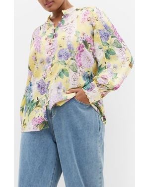 City Chic Gianna Floral Print Woven Shirt - Blue