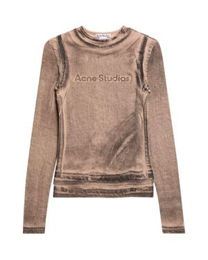 Acne Studios Elga Fitted Double Layered Garment Print Long Sleeve T-Shirt - Brown