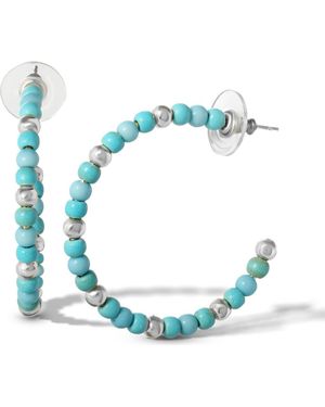 Jessica Simpson Bead Hoop Earrings, Or Tone - Blue