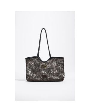 Bimba Y Lola Large Dark Raffia-Effect Shopper Bag - Black