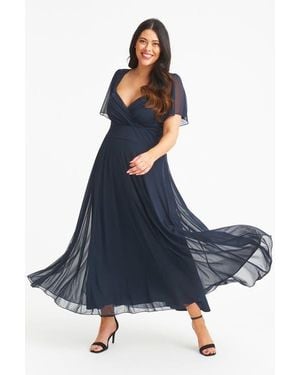 Scarlett & Jo Kemi Solid Bolero Wrap Bodice Maxi Gown - Blue