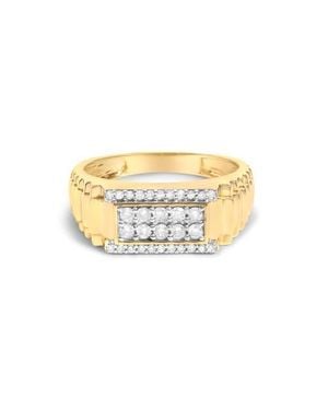 Haus of Brilliance 14K Plated Sterling Natural 1/2 Cttw Diamond Rectangular Halo Band Ring - Metallic