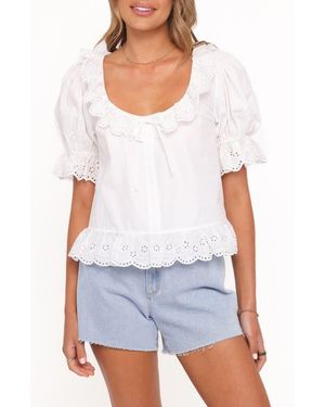 Petal & Pup Anouk Eyelet Trim Button-Up Top - White