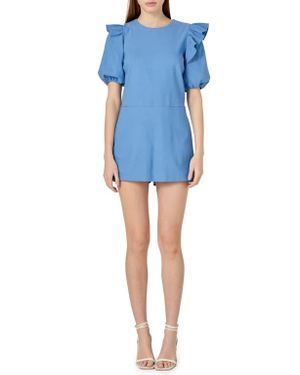 English Factory Puff Sleeve Romper - Blue
