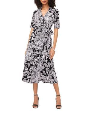 Chaus Print Faux Wrap Midi Dress - Multicolor