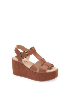 Cordani Jordynn Ankle Strap Platform Wedge Sandal - Brown