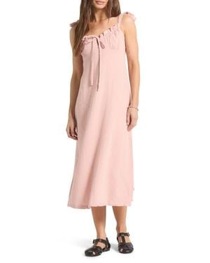 Brixton The Tie Strap Sleeveless Midi Dress - Pink