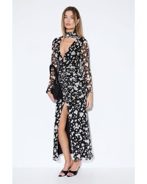 MissPap Spot Print Mesh Scarf Dress - White