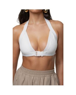 JLUXLABEL Belted Motion Halter Top - White