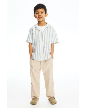 H&M Cotton Roll-Up Pants - Natural