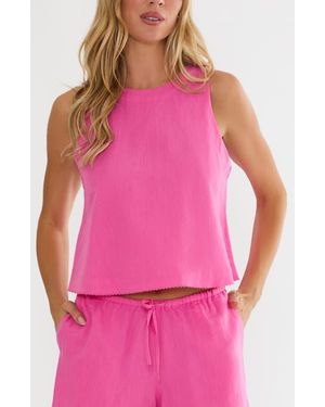 Beach Riot Dollie Sleeveless Cotton & Linen Cover-Up Top - Pink