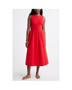 Caslon Mixed Media Midi Dress - Red