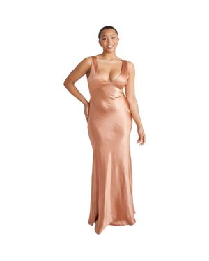 Six Stories Twist Back Satin Bridesmaid Dress - Natural