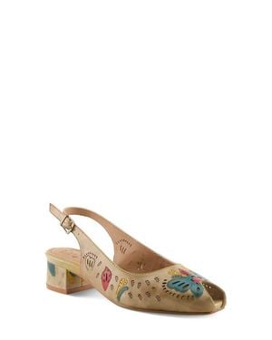 Spring Step Streetpeep Slingback Peep Toe Sandal - Natural