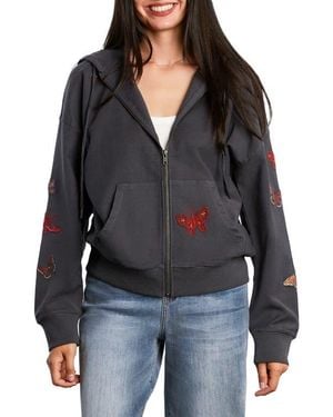 Billy T Butterfly Front Zip Hoodie - Black